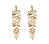 FDEETY Orecchini Pendenti Foglia Cascata Cristallo Brillante Gioielli Donna Eleganti Accessori Cerimonia Lusso