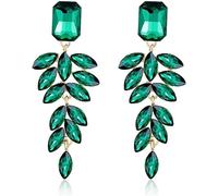 FDEETY Orecchini Pendenti Foglia Cristallo Brillante Goccia Eleganti Accessori Donna Cerimonia Matrimonio Lusso Raffinati Scintillanti