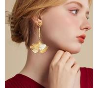 FDEETY Orecchini Pendenti Foglia Ginkgo Eleganti Gioielli Donna Stile Botanico Accessori Lussuosi Decorazione Naturale