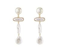 FDEETY Orecchini Pendenti Geometrici Perla Barocca Naturale Cerchio Martellato Ottone Artigianale Lusso Elegante