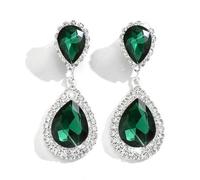 FDEETY Orecchini Pendenti Goccia Cristallo Brillante Eleganti Cerimonia Matrimonio Donna Lusso Argento Strass