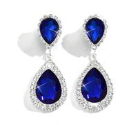 FDEETY Orecchini Pendenti Goccia Cristallo Brillante Eleganti Cerimonia Matrimonio Donna Lusso Argento Strass