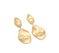 FDEETY Orecchini Pendenti Irregolari Goccia Oro 14k Metallo Lucido Gioielli Eleganti Accessori Femminili Creazione Artigianale Superficie Ondulata