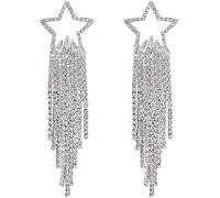 FDEETY Orecchini Pendenti Stella Cascata Brillante Strass Lunghi Eleganti Gioielli Donna Accessori Cerimonia Matrimonio Lusso