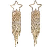 FDEETY Orecchini Pendenti Stella Cascata Brillante Strass Lunghi Eleganti Gioielli Donna Accessori Cerimonia Matrimonio Lusso