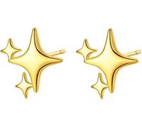 FDEETY Orecchini Stella Quattro Punte Brillanti Gioielli Donna Eleganti Accessori Lucenti Placcati