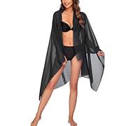 FDEETY Pareo Mare Donna, Sarong Beachwear Wrap Gonne Sexy Elegante Beach Pareo Bikini Sciarpe Dress, Nero