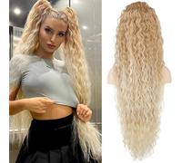 FDEETY Parrucca Riccio Ondulato Lunga Coda Cavallo Cordoncino Sintetica Naturale Capelli Volumizzante Estensione