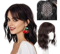 FDEETY Parrucca Topper Capelli Veri Clip Integrazione Capelli Donna Ondulati Naturali Base Traspirante Resistente Calore