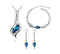 FDEETY Parure di Gioielli da Donna Orecchini a Goccia, Ballo Festa Damigella d’Onore Set. Blu