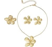 FDEETY Parure Gioielli Donna 18ct Placcato Oro Fiori Ciondolo Collana Set Orecchini Anello Regalo Perfetto per Donne e Ragazze Festa Della Mamma Moglie Amiche