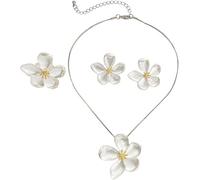 FDEETY Parure Gioielli Donna 18ct Placcato Oro Fiori Ciondolo Collana Set Orecchini Anello Regalo Perfetto per Donne e Ragazze Festa Della Mamma Moglie Amiche