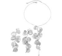 FDEETY Parure Gioielli Donna Collana Orecchini Foglie Ginkgo Biloba Cascata Metallica Elegante Lussuosa