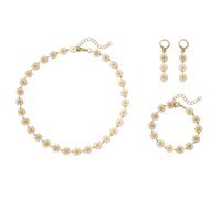 FDEETY Parure Gioielli Donna Gioielli Placcati Oro in Fiore di Girasole con Orecchini Collana Bracciale Stile Bohemiano Gioielli Set Regalo