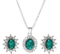 FDEETY Parure Gioielli Donna Ovale Cristallo Rosso Collana Orecchini Elegante Brillante Placcato Oro Cerimonia Matrimonio