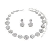 FDEETY Parure Gioielli Donna Strass Collana e Orecchini Set Gioielli di Matrimonio Set di Gioielli da Sposa Fidanzamento della Sposa Strass Set Compleanno Anniversario Regali