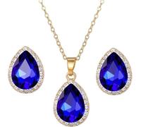 FDEETY Parure Gioielli Goccia Cristallo Collana Orecchini Donna Elegante Lusso Cerimonia Matrimonio