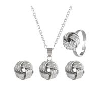 FDEETY Parure Gioielli Nodo Intrecciato Collana Orecchini Anello Elegante Luccicante Decorazione Donna