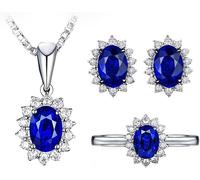FDEETY Parure Gioielli Ovale Brillante Collana Orecchini Anello Argento Cristallo Zirconi Cerimonia Matrimonio Donna