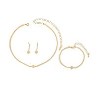 FDEETY Parure Gioielli per Donna Set da Sposa con Strass - Collana, Bracciale e Orecchini per Festa Nuziale - Ideale per Donne e Ragazze