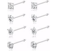 FDEETY Piercing Naso Acciaio Chirurgico Stella Quadrato Cuore Rotondo Cristallo Brillante Asta a L Nasino Cartilagine Ornamento
