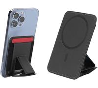 FDEETY Porta Carte Adesivo Magnetico Smartphone Supporto Pieghevole Triangolare Pelle Portafoglio Cellulare Ricarica Wireless