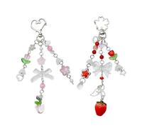 FDEETY Portachiavi Donna Moda Carini Gatto Floccato Fragola Pesca Portachiavi Regali di Compleanno per Ragazze