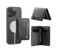 FDEETY Portafoglio Magnetico Compatibile con MagSafe Porta Carte in Pelle PU con Protezione RFID Supporto Regolabile per iPhone 16/15/14/13/12 Serie per 5 Carte Non per Mini (Nero)