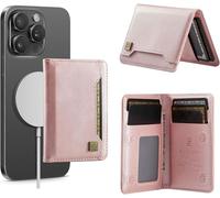 FDEETY Portafoglio Magnetico Compatibile con MagSafe Porta Carte in Pelle PU con Protezione RFID Supporto Regolabile per iPhone 16/15/14/13/12 Serie per 5 Carte Non per Mini (Oro rosa)