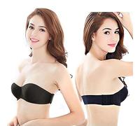 FDEETY Reggiseni Fascia Donna Reggiseno Senza Spalline a Forma di Bandeau Strapless Bra Imbottito Push up Invisibile Comfort Supporto Perfetto per Abiti Scollati Cerimonie Matrimoni