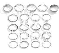 FDEETY Set Anelli Impilabili Geometrici Cuore Infinito Farfalla Perla Intrecciati Regolabili Donna Eleganti Accessori Quotidiani