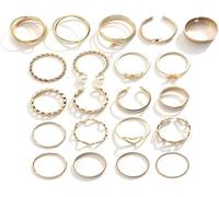 FDEETY Set Anelli Impilabili Geometrici Cuore Infinito Farfalla Perla Intrecciati Regolabili Donna Eleganti Accessori Quotidiani