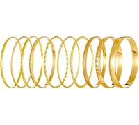 FDEETY Set Bracciali Rigidi Tondi Incisi Texture Assortite Bangles Metallici Impilabili Eleganti Accessori Donna