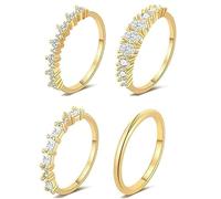 FDEETY Set Di 4 Anelli In Oro Con Zirconi Cubici Anelli Da Donna Eleganti Gioielli Di Moda Accessori Di Tendenza Per Ogni Occasione Anelli Impilabili Regali Per Lei