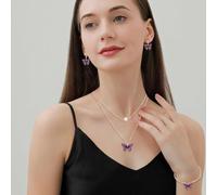 FDEETY Set Di Gioielli A Forma Di Farfalla Collana Bracciale E Orecchini In Lega Con Pendente A Farfalla Accessori Di Moda Per Donna Set Completo Di Gioielli Eleganti E Raffinati