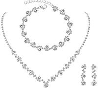 FDEETY Set Di Gioielli Per Donna Collana E Orecchini In Cristallo Bracciale Elegante Gioielli Da Sposa Set Di Gioielli Di Lusso Per Cerimonie E Eventi Speciali Accessori Da Matrimonio