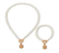 FDEETY Set di Gioielli Natalizi per Donna Collana e Bracciale con Perle e Charm Albero di Natale Fiocco di Neve Campana Set di Gioielli Elegante per Feste e Celebrazioni