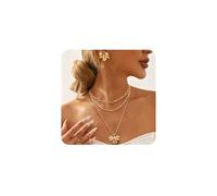 FDEETY Set di Gioielli Natalizi per Donna Set Collana e Orecchini con Fiocco Metallico Charm Natalizio, Elegante Set di Gioielli per Fidanzata, Moglie, Festa, Cenone