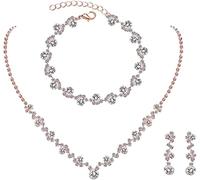 FDEETY Set Di Gioielli Per Donna Collana E Orecchini In Cristallo Bracciale Elegante Gioielli Da Sposa Set Di Gioielli Di Lusso Per Cerimonie E Eventi Speciali Accessori Da Matrimonio