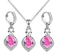 FDEETY Set Gioielli Cuore Cristallo Argento 925 Collana Orecchini Pendenti Donna Elegante Zirconia Cubica Brillante