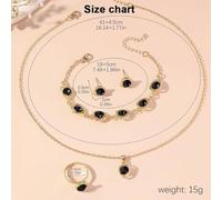 FDEETY Set Gioielli Cuore Cristallo Nero Collana Bracciale Anello Orecchini Elegante Parure Donna Gioielleria Cerimonia Matrimonio