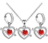 FDEETY Set Gioielli Cuore Freccia Collana Orecchini Zirconia Cubica Brillante Argento Sterling Donna Elegante