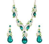 FDEETY Set Gioielli Donna Goccia Cristallo Collana Orecchini Eleganti Brillanti Strass Cerimonia Matrimonio Lusso
