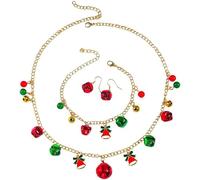 FDEETY Set Gioielli Donna Natale Collana e Orecchini con Campanelli e Alberi di Natale Accessori Festivi Eleganti per Feste e Occasioni Speciali