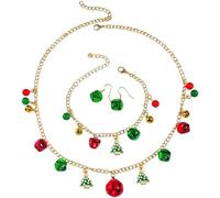 FDEETY Set Gioielli Donna Natale Collana e Orecchini con Campanelli e Alberi di Natale Accessori Festivi Eleganti per Feste e Occasioni Speciali