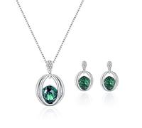 FDEETY Set Gioielli Donna Ovale Cristallo Collana Pendente Orecchini Argento Elegante Brillante Parure