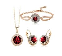 FDEETY Set Gioielli Donna Rotondo Cristallo Brillante Collana Bracciale Orecchini Eleganti Cerimonia Matrimonio Accessori