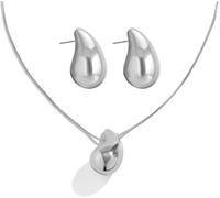 FDEETY Set Gioielli Goccia Lucida Collana Pendente Orecchini Eleganti Accessori Donna Cerimonia Matrimonio