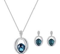 FDEETY Set Gioielli Ovale Cristallo Smeraldo Collana Orecchini Argento Elegante Brillante Donna Accessori