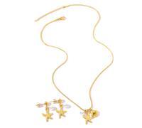 FDEETY Set Gioielli Stella Marina Conchiglia Perla Collana Orecchini Parure Acciaio Inossidabile Ciondolo Marino Catena Serpente